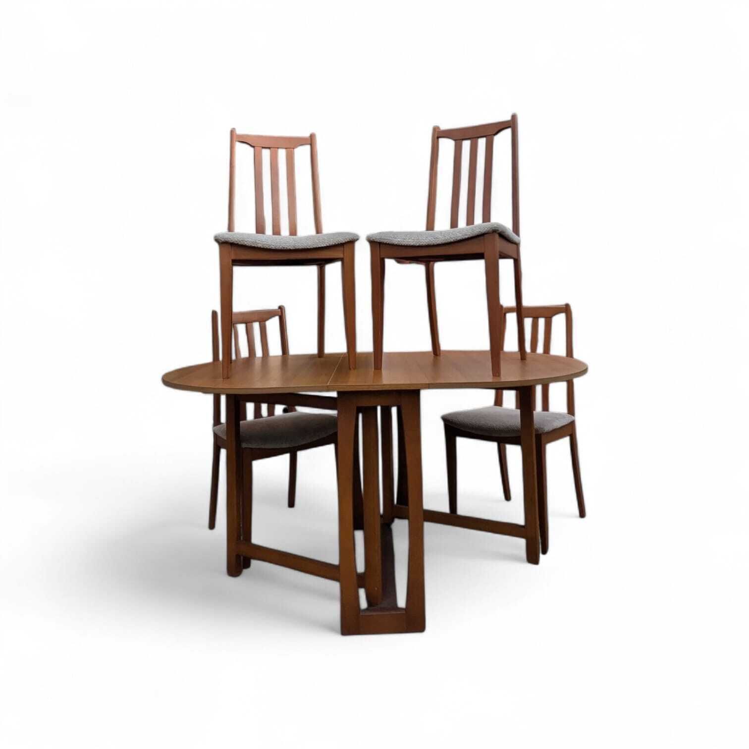 Vintage Scandinavian Style Teak Extending Dining Table & 4 Ladder Back Chairs, 1960s photo Furniture