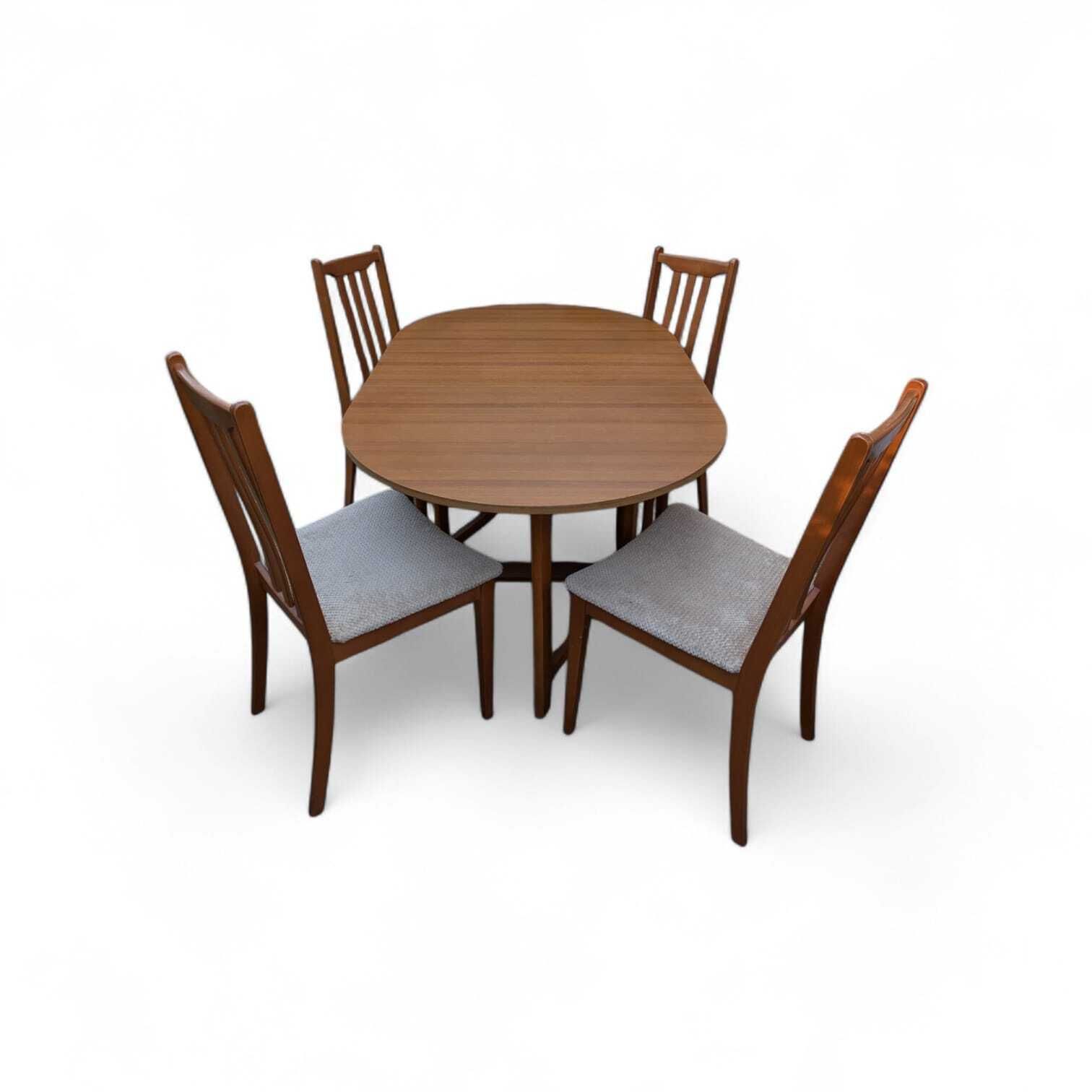 Vintage Scandinavian Style Teak Extending Dining Table & 4 Ladder Back Chairs, 1960s photo for sale