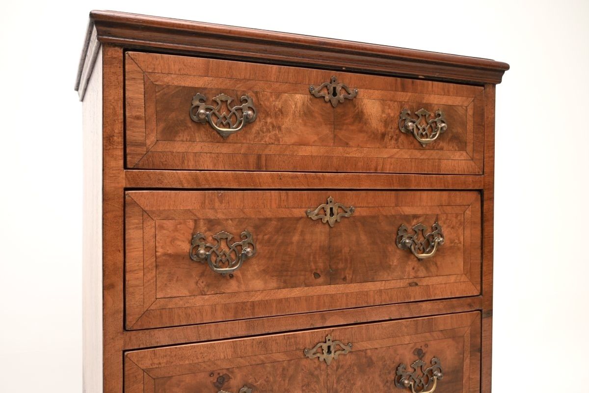 Antique Burr Walnut Chest On Legs photo for sale