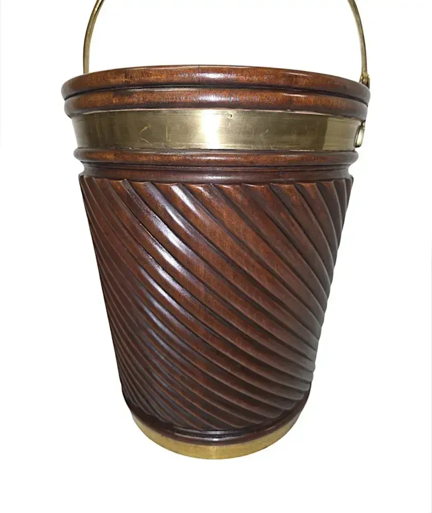 A Fabulous 20th Century Irish Design Hand Made Mahogany Peat Bucket With Brass Liner And Fittings photo furniture