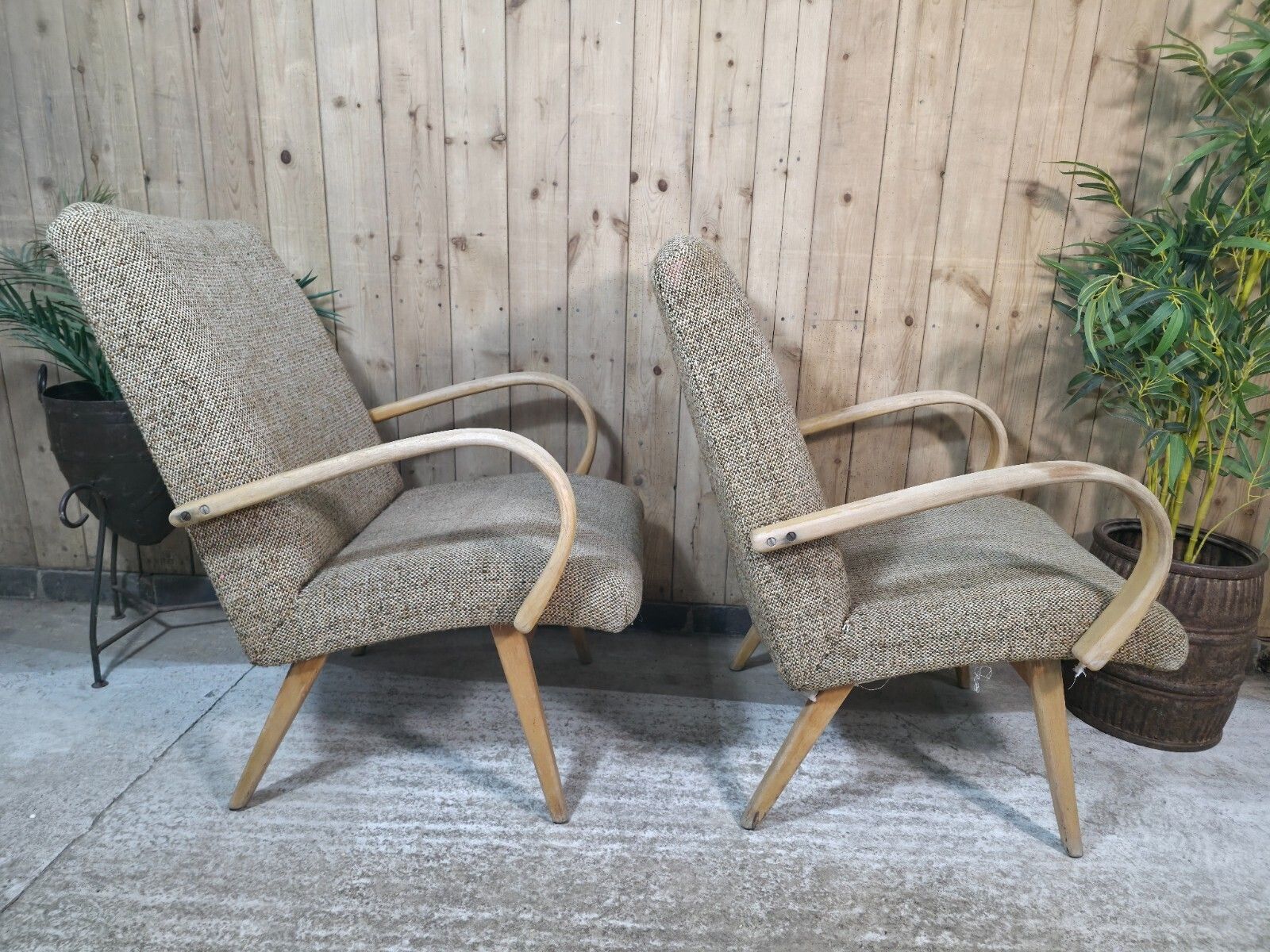 Pair Of Mid Century Jaroslav Smidek Retro Armchairs 1960s Czechoslovakian Design photo buy