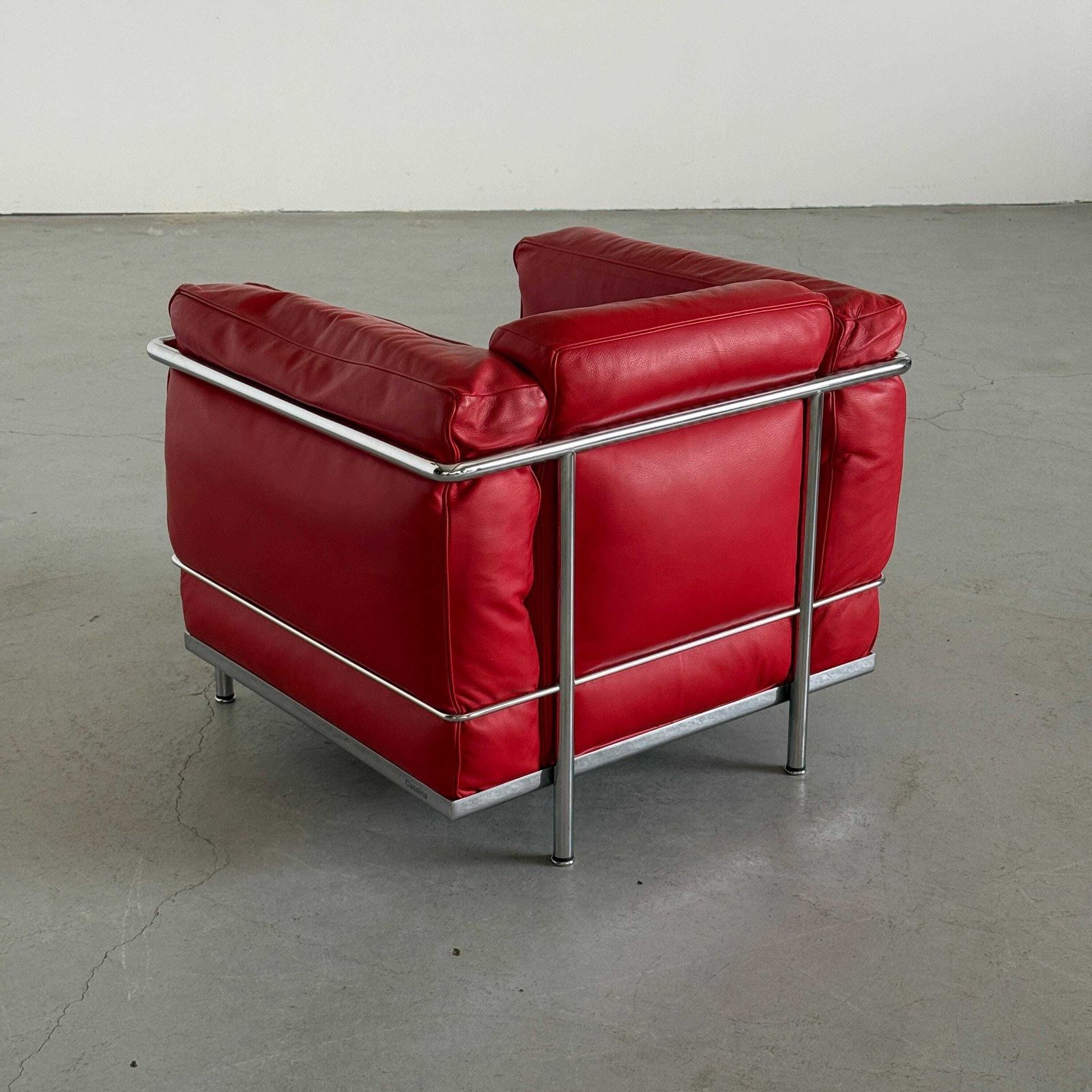 Iconic ‘Lc2’ Armchair By Le Corbusier, Charlotte Perriand And Pierre Jeanneret For Cassina, Red Leather & Chromed Steel photo furniture