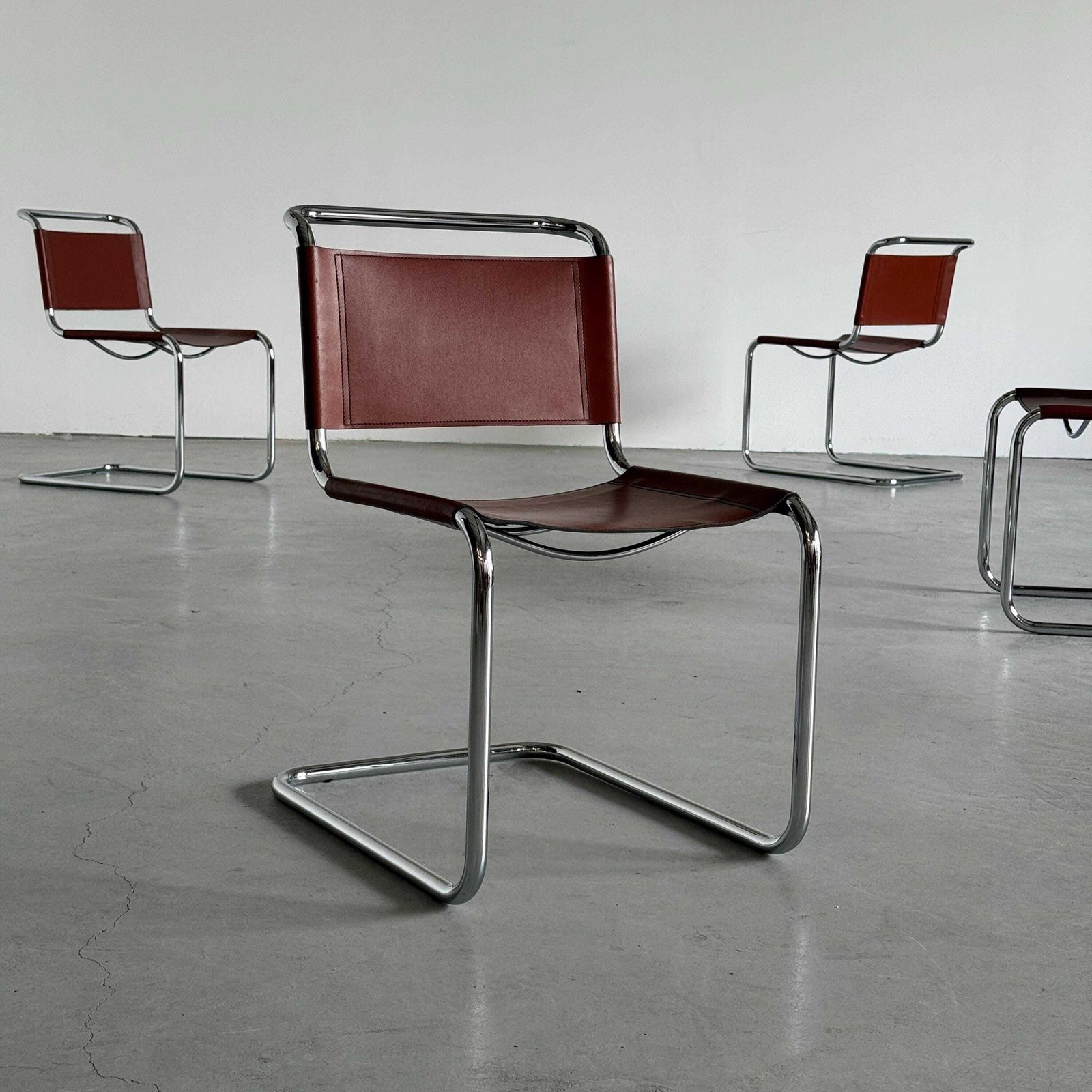 Mart Stam S33 Design Leather Cantilever Chairs By Fasem Italy, 1980s photo furniture