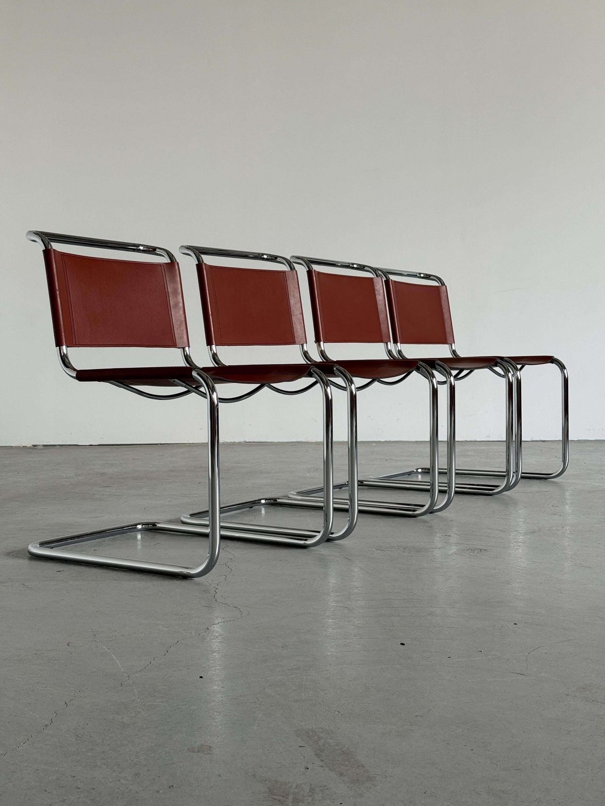 Mart Stam S33 Design Leather Cantilever Chairs By Fasem Italy, 1980s photo Furniture