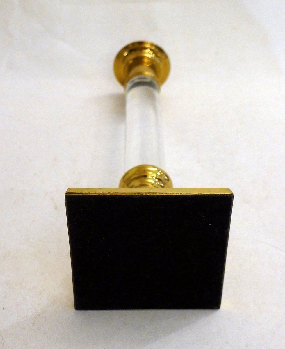 Vintage Column Candleholder In Gilded Brass And Transparent Acrylic Glass, 1970s photo Home Decor