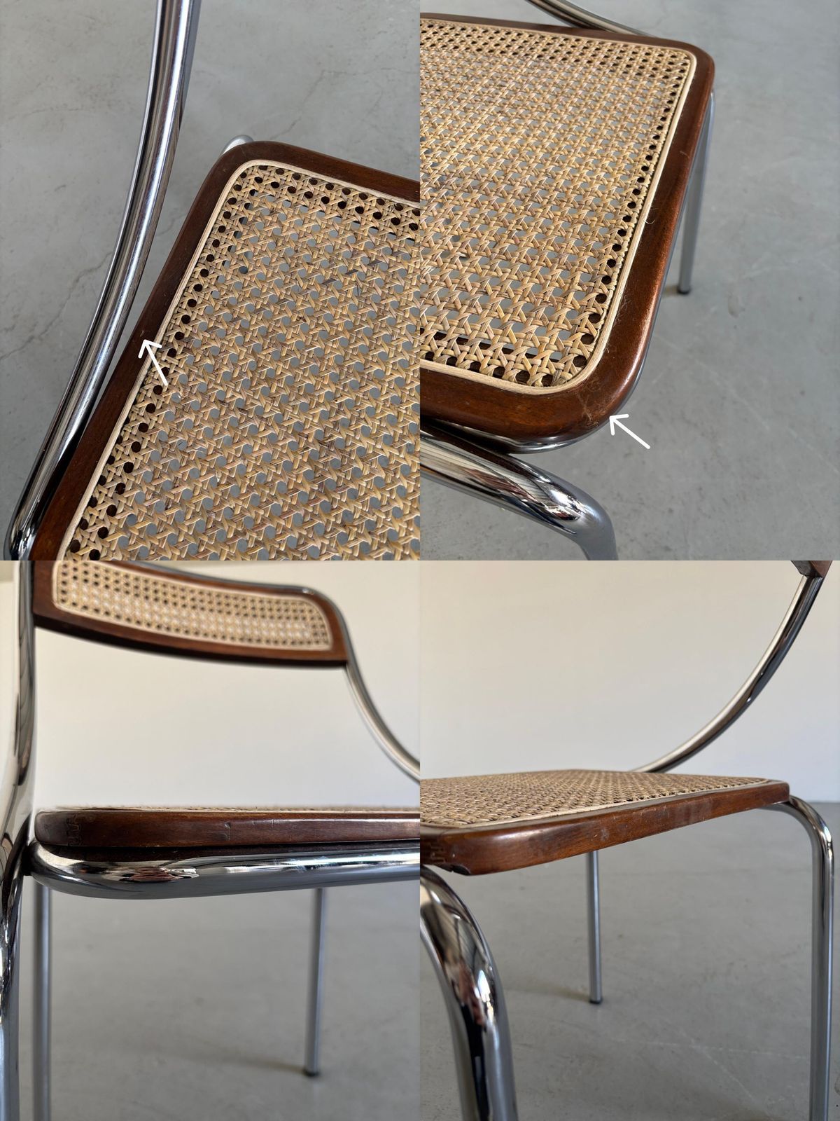 303.0 Dining Chair In Wood, Wickered Cane And Chrome, Mid Century Modern, 1970s Italy photo