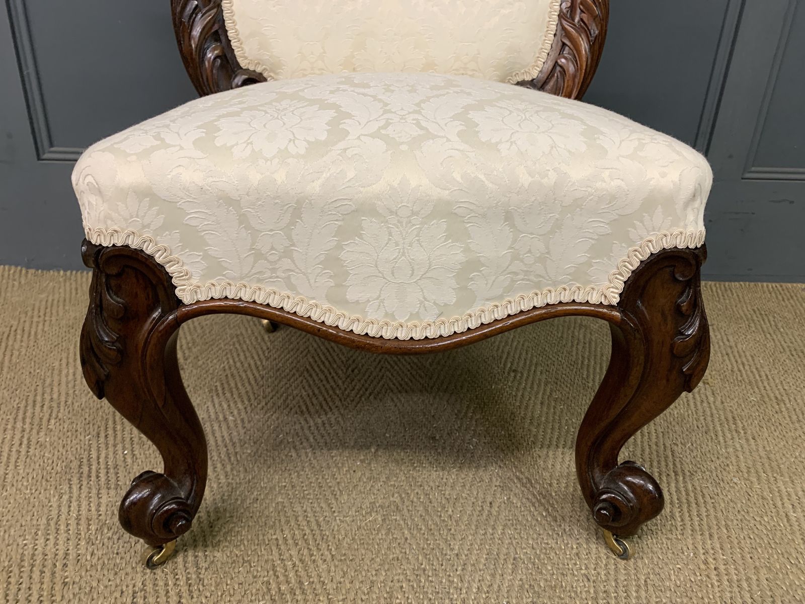 Victorian Rosewood Upholstered High Back Chair photo vintage