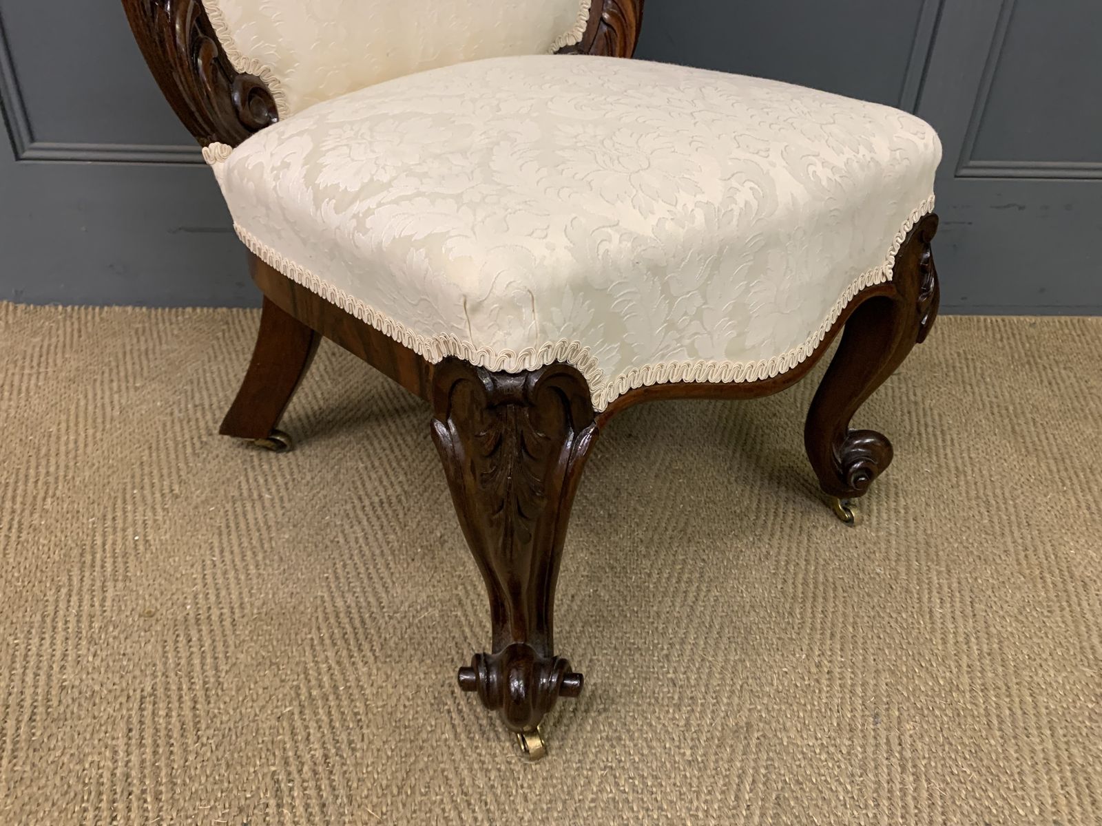 photo for sale Victorian Rosewood Upholstered High Back Chair