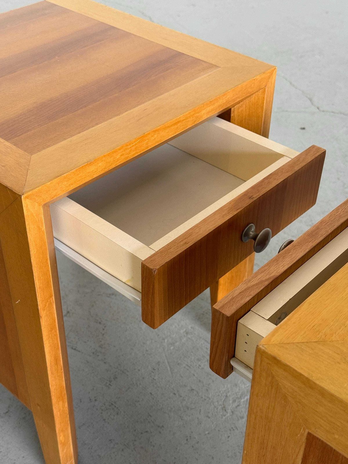 photo furniture Pair Of Modernist Geometric Wood Bedside Tables, 1980s