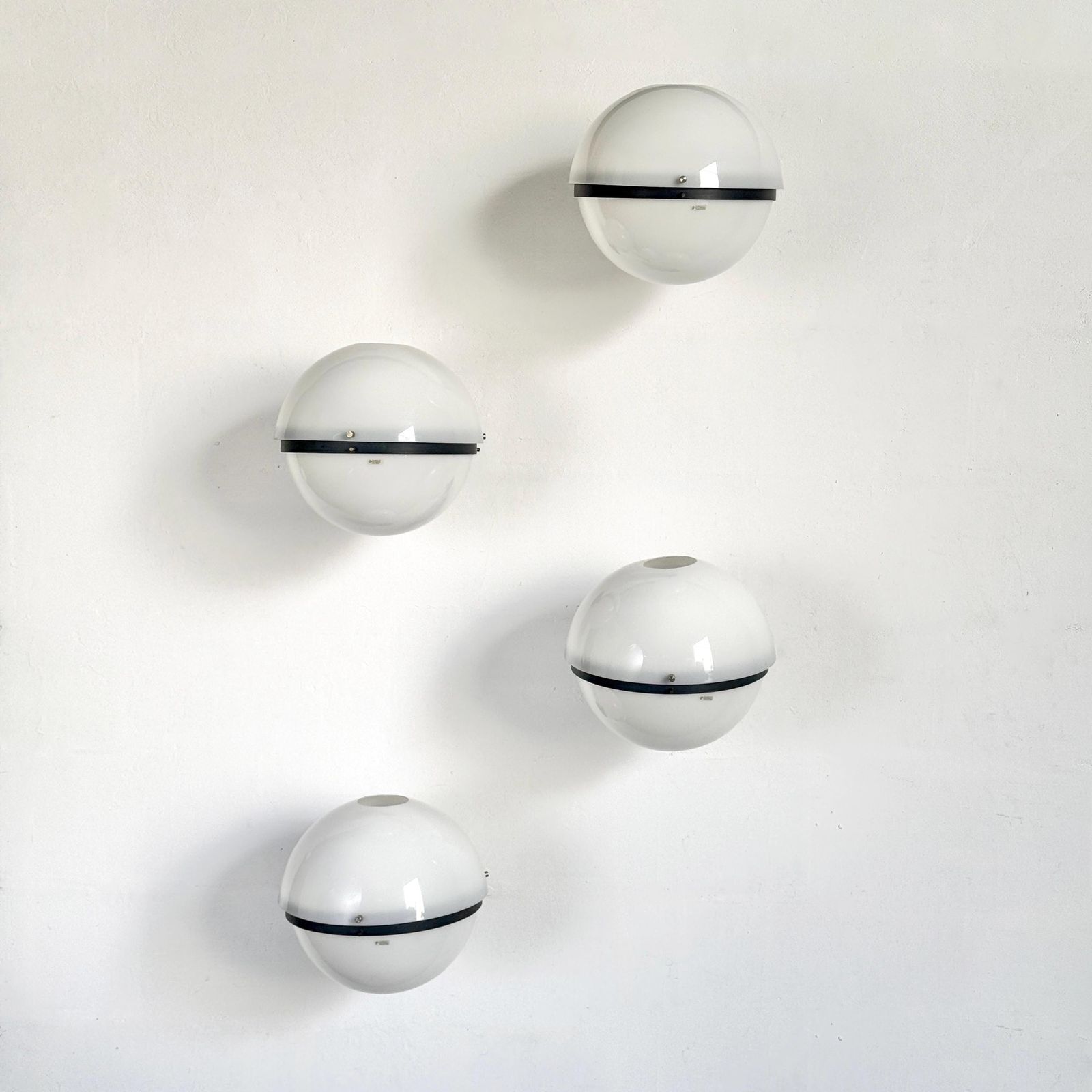 Set Of 4 Italian Space Age Globe Wall Lamps By Harvey Guzzini, 1960s