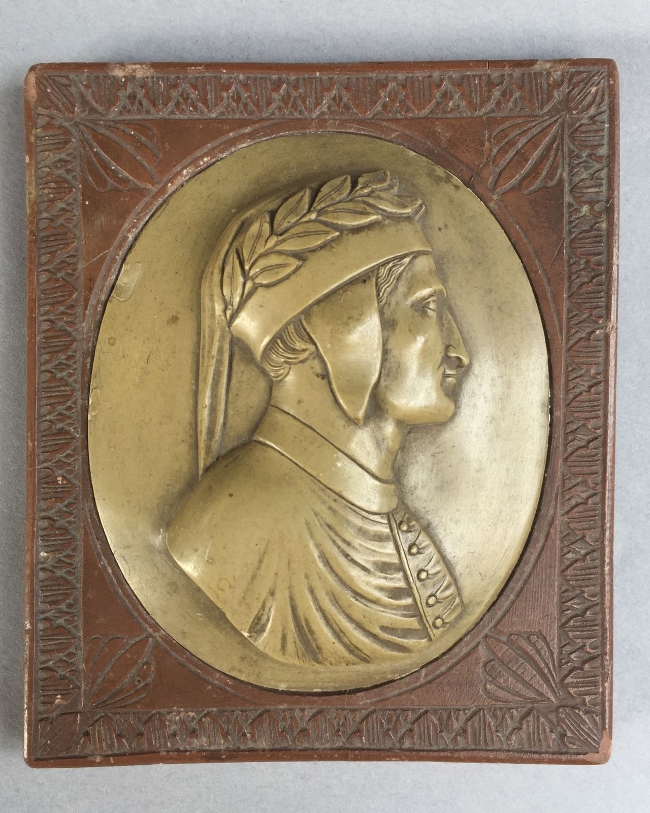 Lava Stone Cameo Of Dante, 1800s photo furniture