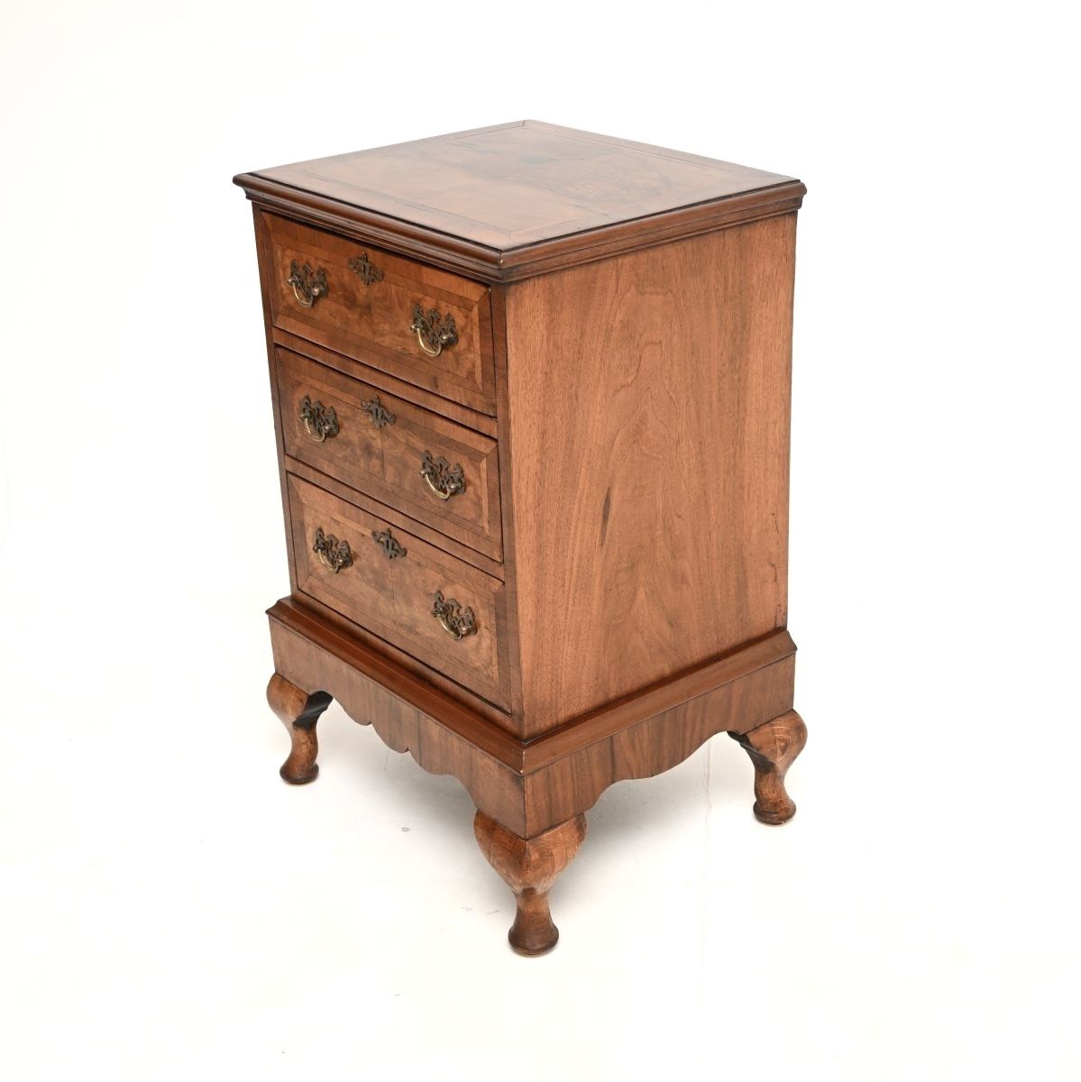 Antique Burr Walnut Chest On Legs photo vintage