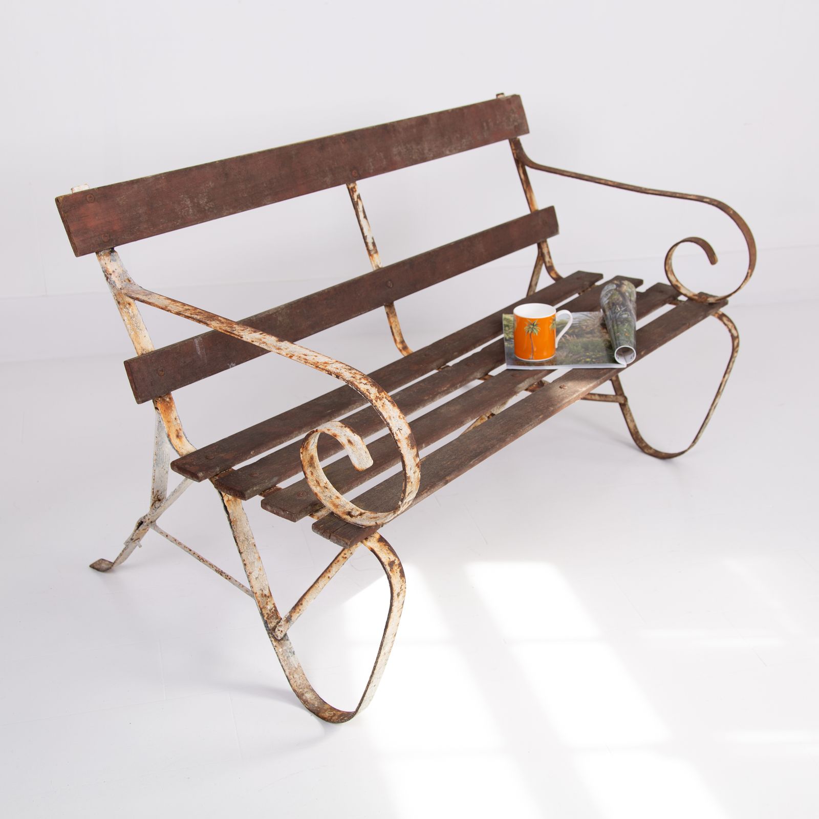 Late 19th Century Iron Garden Bench Seat photo for sale