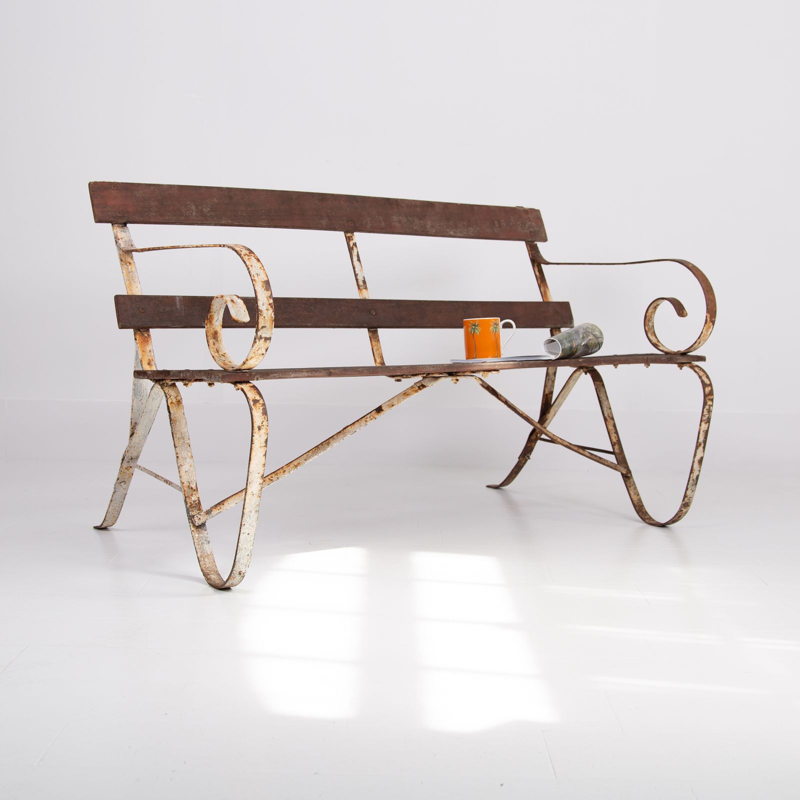 Late 19th Century Iron Garden Bench Seat