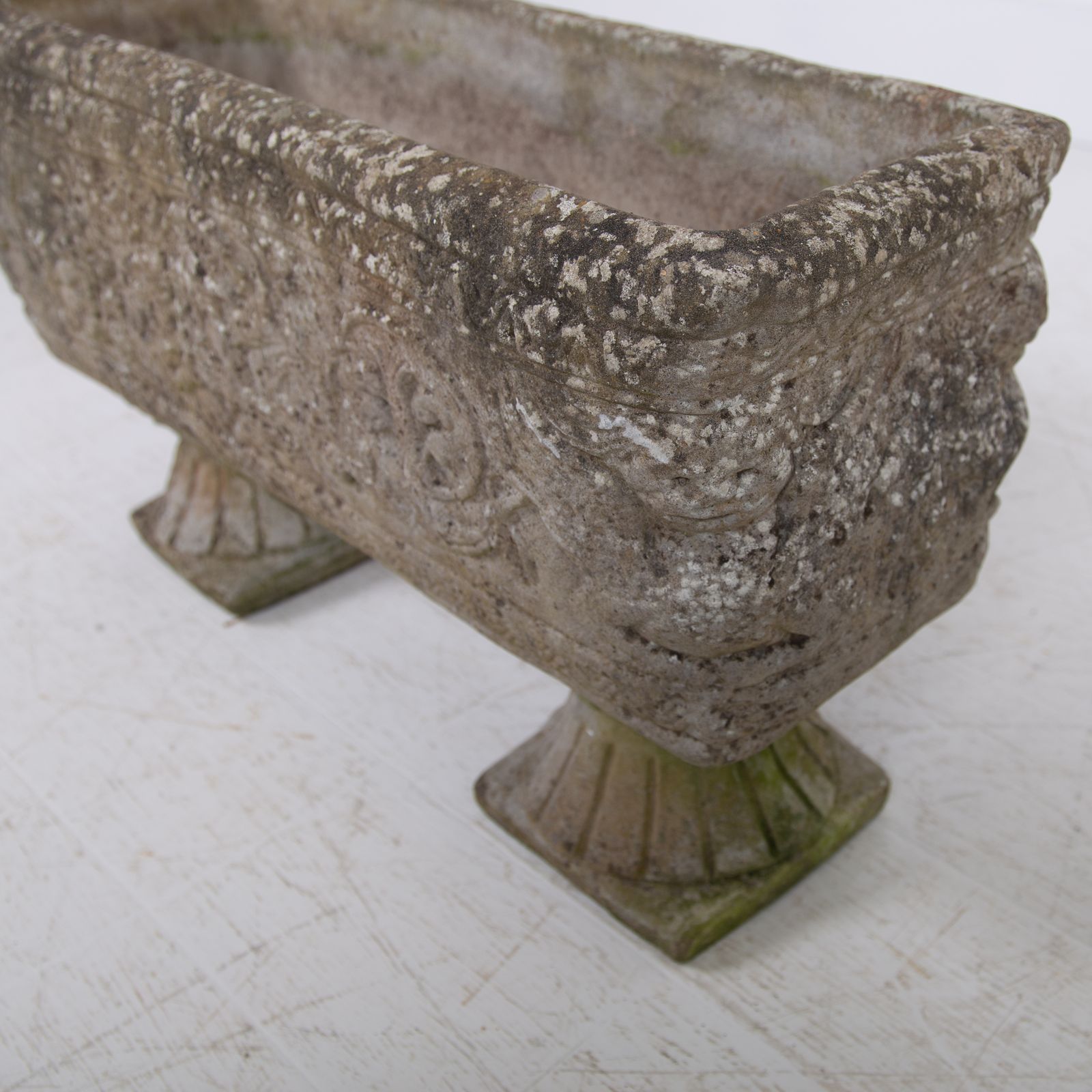 4 Weathered Mid Century Stone Garden Planters On Legs photo Garden Decor