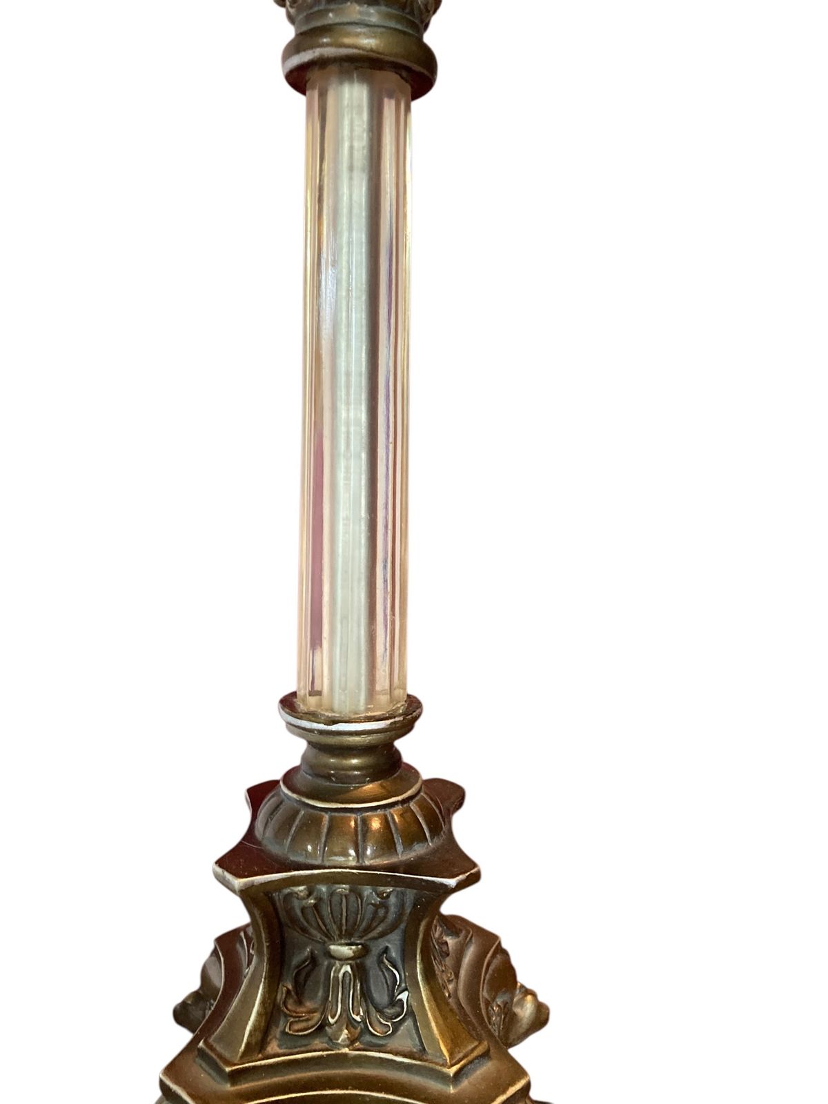 Pair Of Regency Style Table Lamps Neoclassical Bases Paw Feet Cream Fabric Shades With Beaded Fringe photo Lighting
