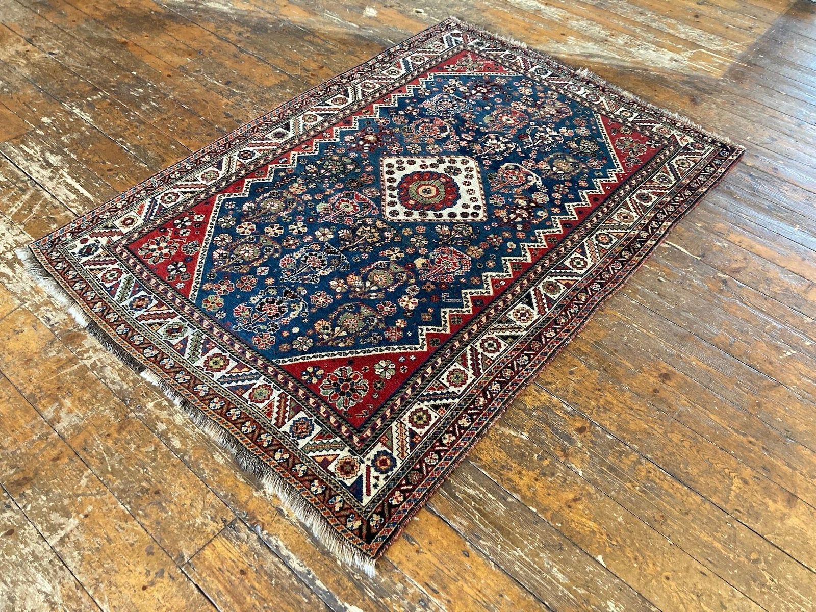 Antique Qashqai Rug 1.86m X 1.27m photo Textiles