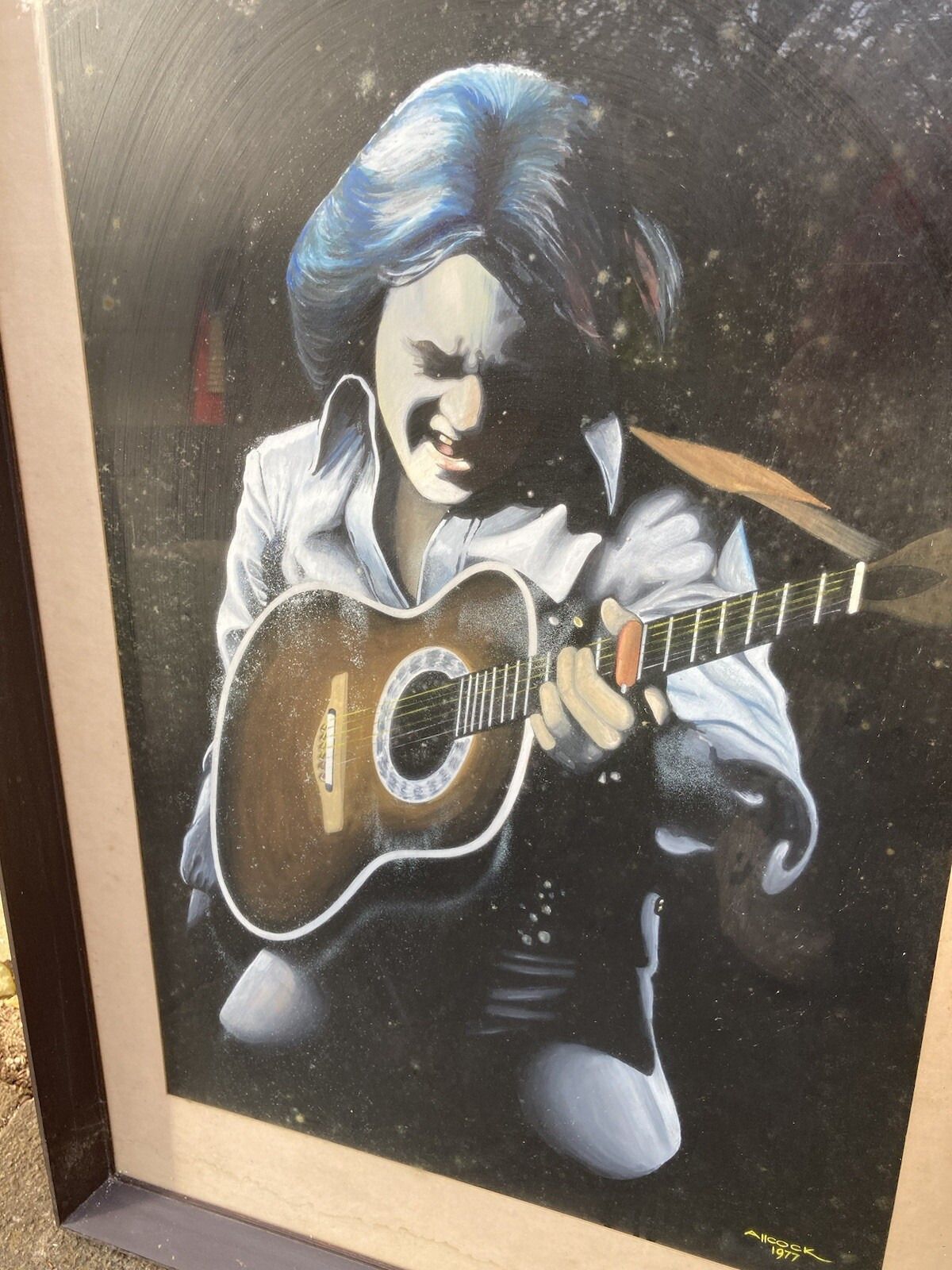Neil Diamond Memorabilia Oil Painting Framed Portrait Mid Century Dated 1977 photo furniture