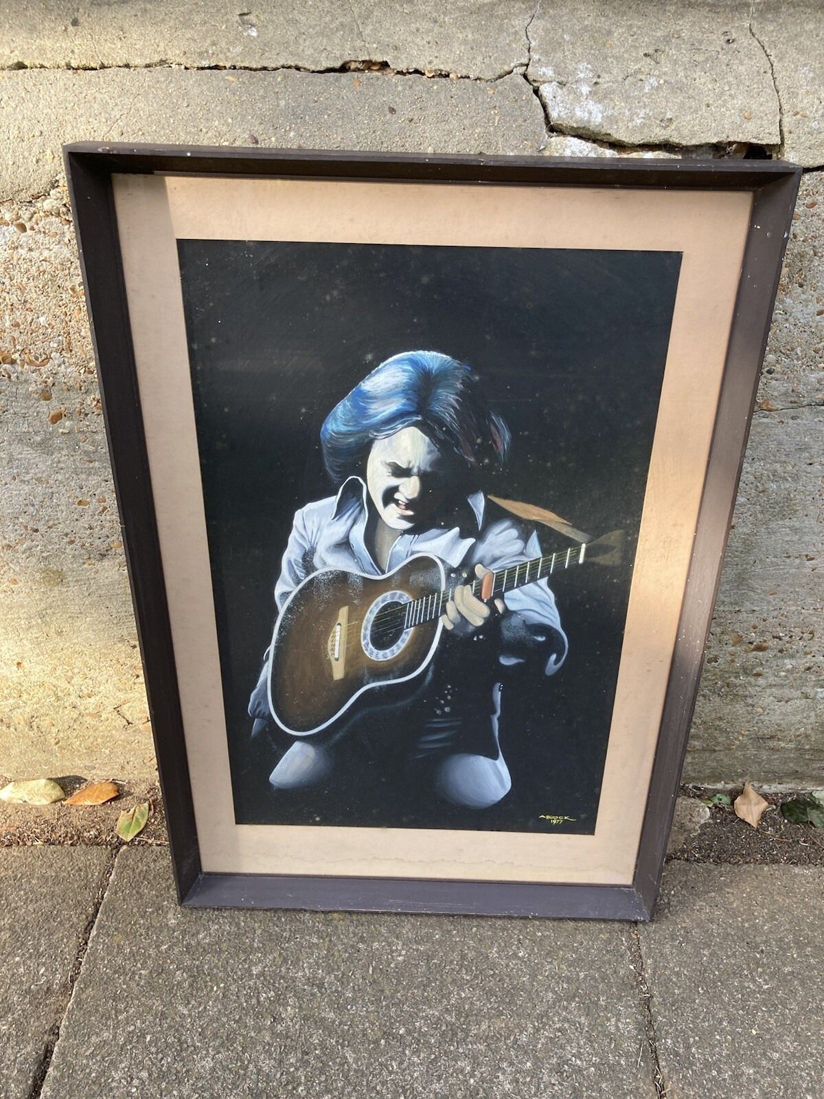 Neil Diamond Memorabilia Oil Painting Framed Portrait Mid Century Dated 1977 photo Art