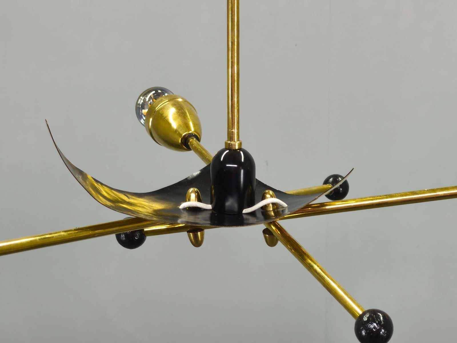 Italian Stilnovo Style Brass Sputnik Chandelier, 1970s photo buy