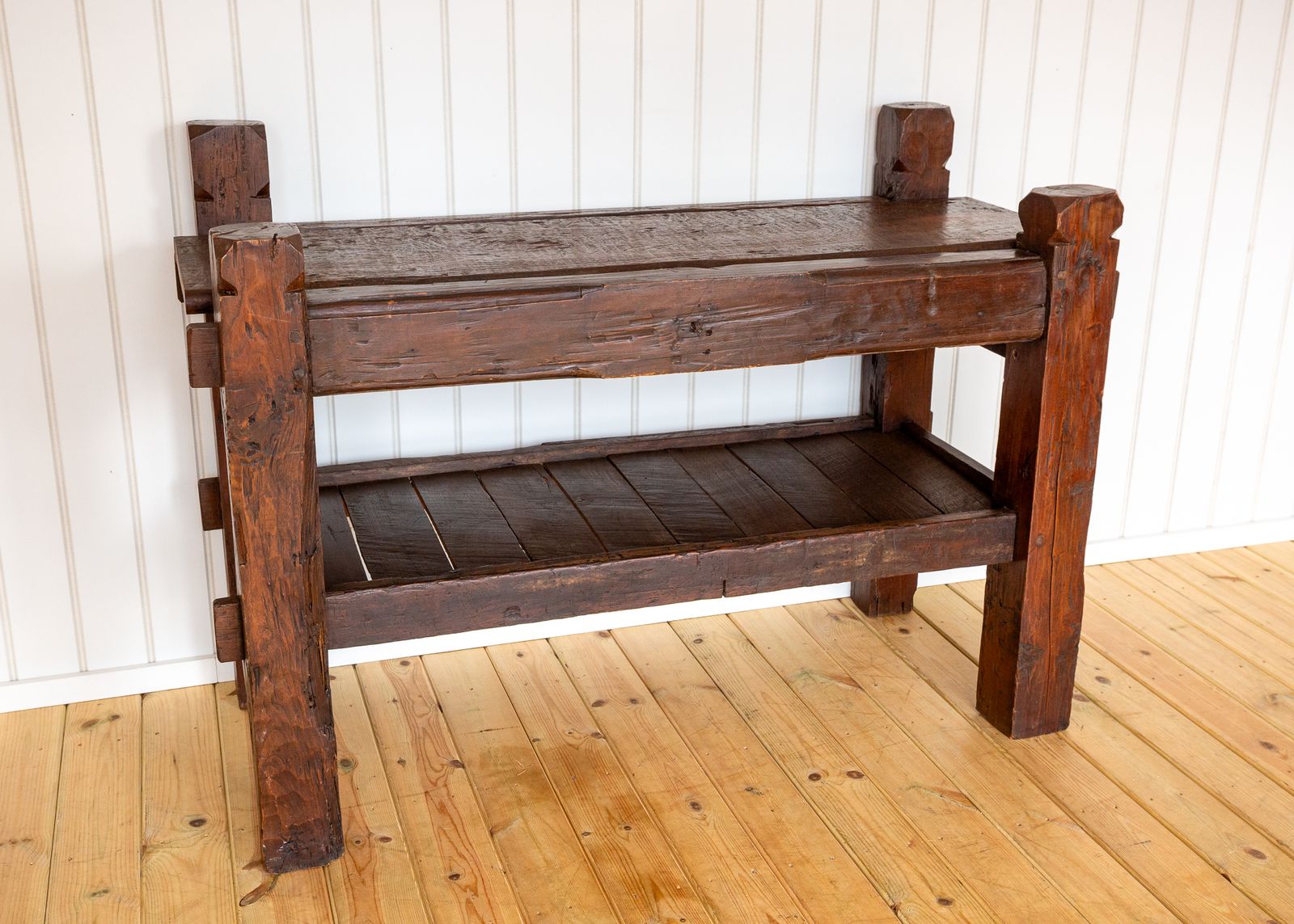 photo for sale Antique Shelving Media Unit Display Stand Consol.E Primitive Brutalist Craftsman Rusti.C Artisan Buffet Serving Bar Provincial French