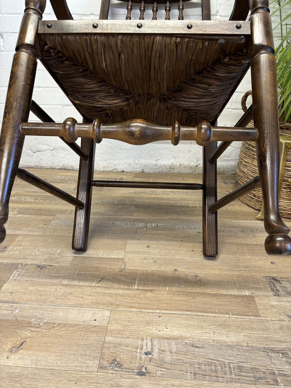 photo for sale Antique Lancashire Carver Chair With Rush Seat