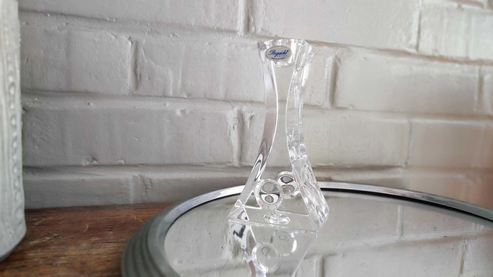 Vintage Rogaska Crystal Glass Candlestick Holder, Minimalist Design photo furniture
