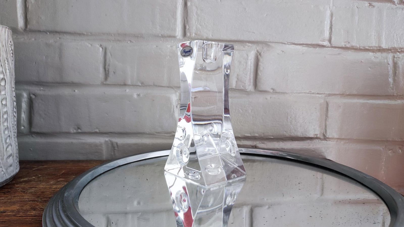 Home Decor Vintage Rogaska Crystal Glass Candlestick Holder, Minimalist Design photo