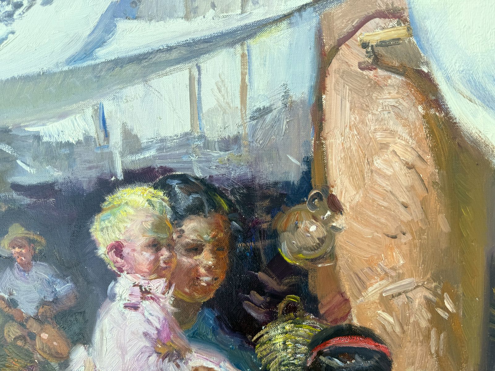 Ignacio Gil Sala Ibiza Children In White Village Mediterranean Figurative Oil Painting Spain 1970s photo vinterior