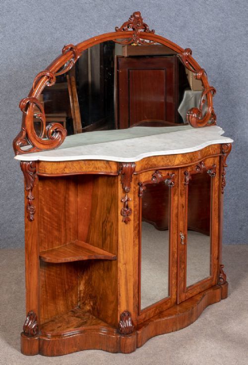Victorian Walnut Mirror Back Credenza photo vinterior