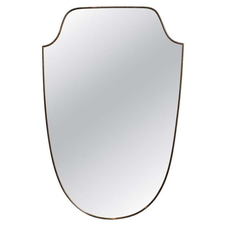 Vintage Italian Wall Mirror With Brass Frame (Circa 1960s)