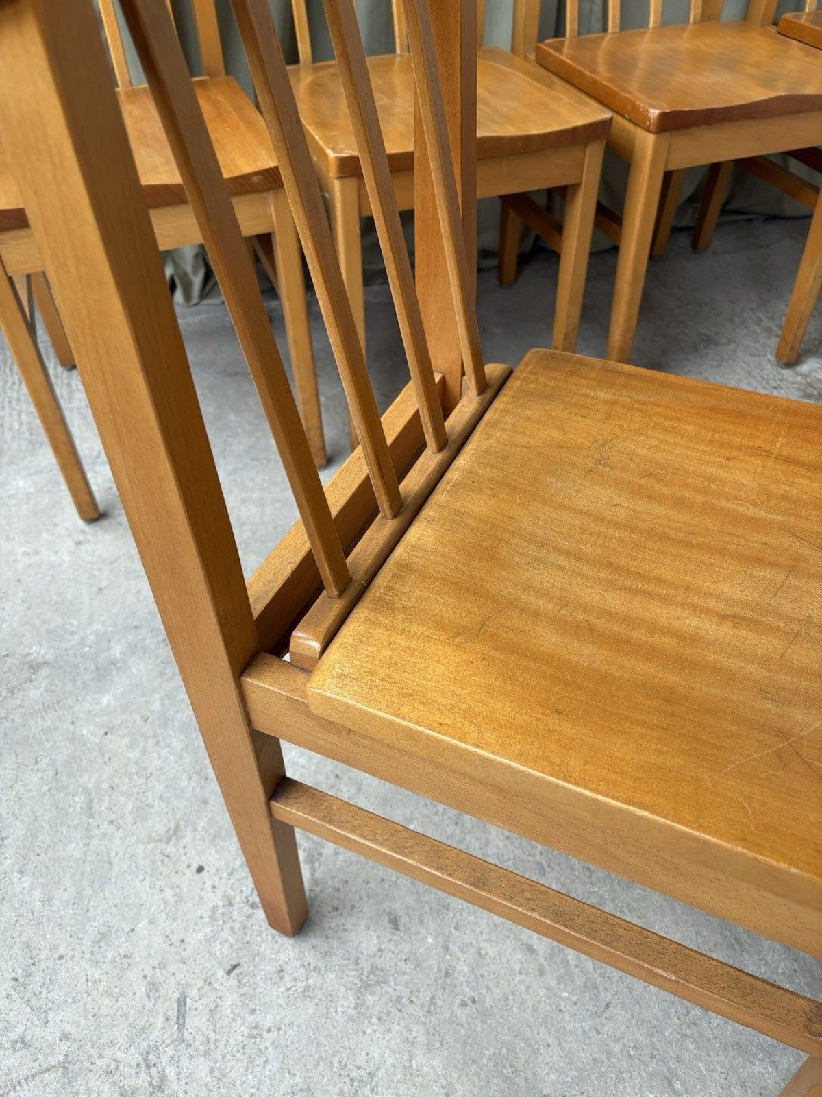 Vtg Mid Century Set Of 6 Solid Beech Church Dining Chairs Scandi Danish R1172 photo buy