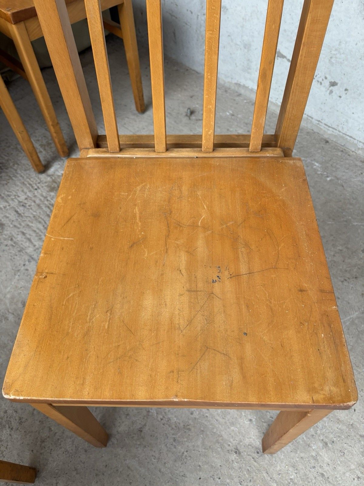 photo furniture Vtg Mid Century Set Of 6 Solid Beech Church Dining Chairs Scandi Danish R1172