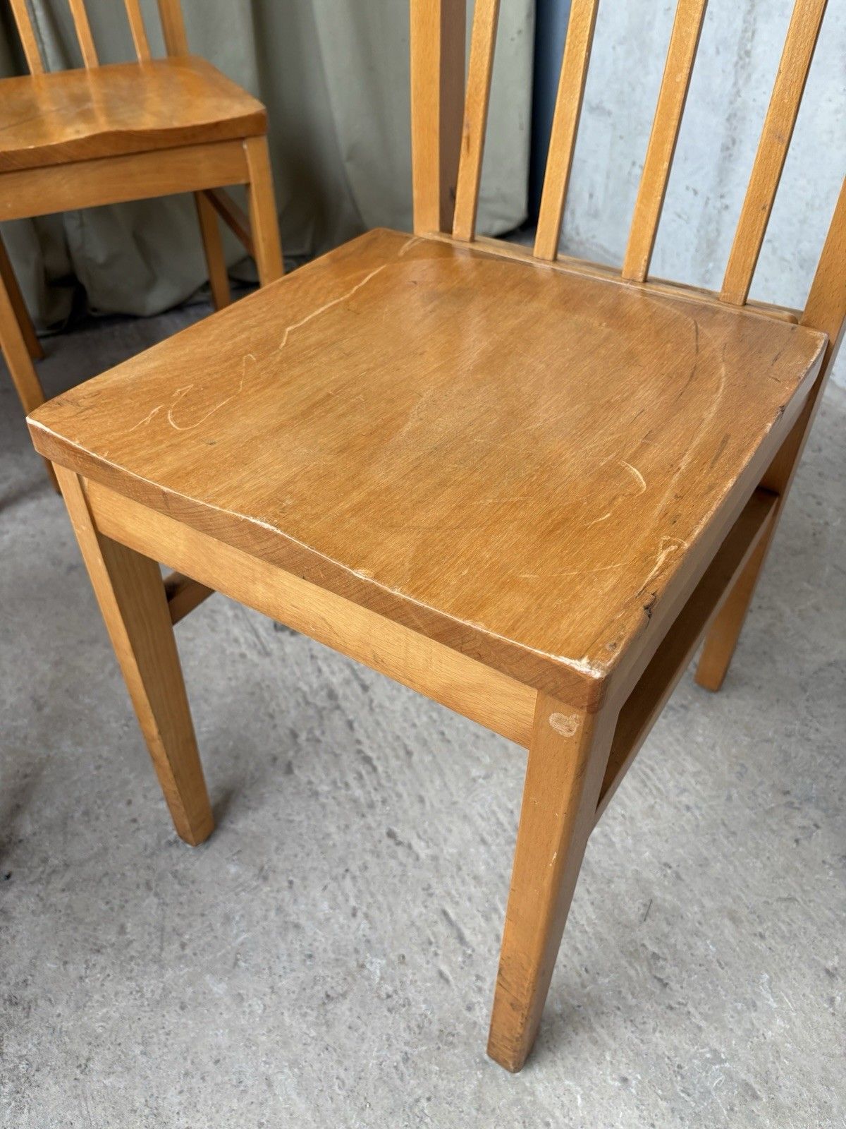 photo buy Vtg Mid Century Set Of 4 Solid Beech Church Dining Chairs Scandi Danish R1173