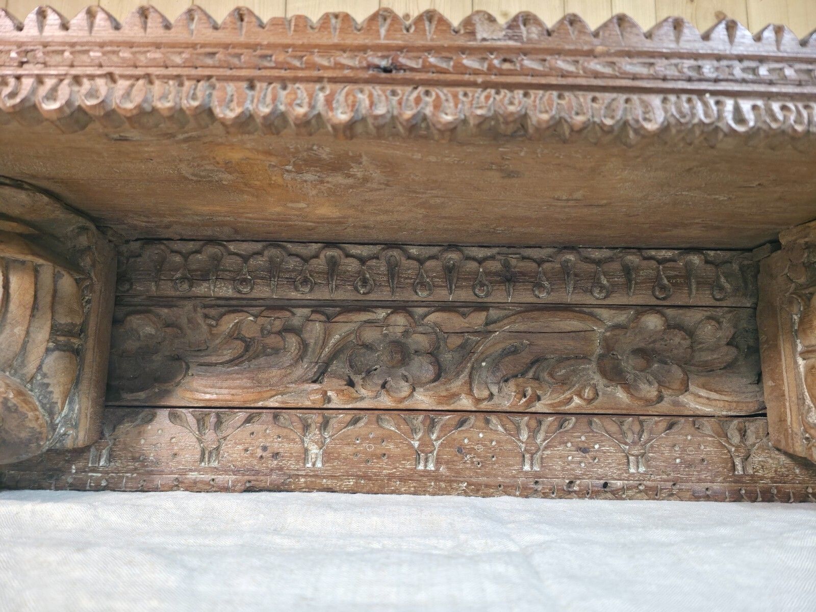 Antique Indian Carved Wooden Architectural Wall Shelf Plinth photo 245.0