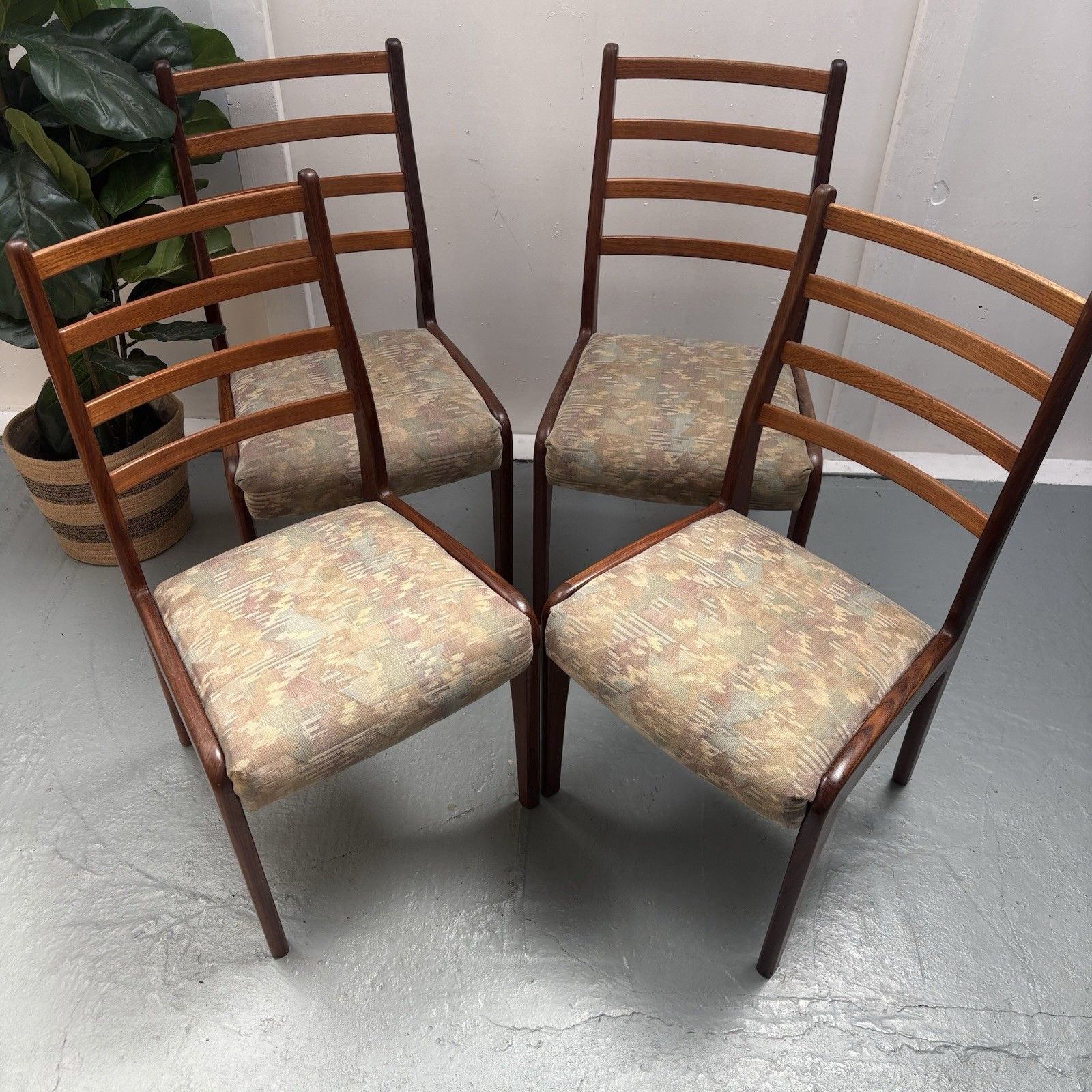 4 Vintage Mcm Ladderback 1970s G Plan Teak Afromosia Dining Chairs photo furniture