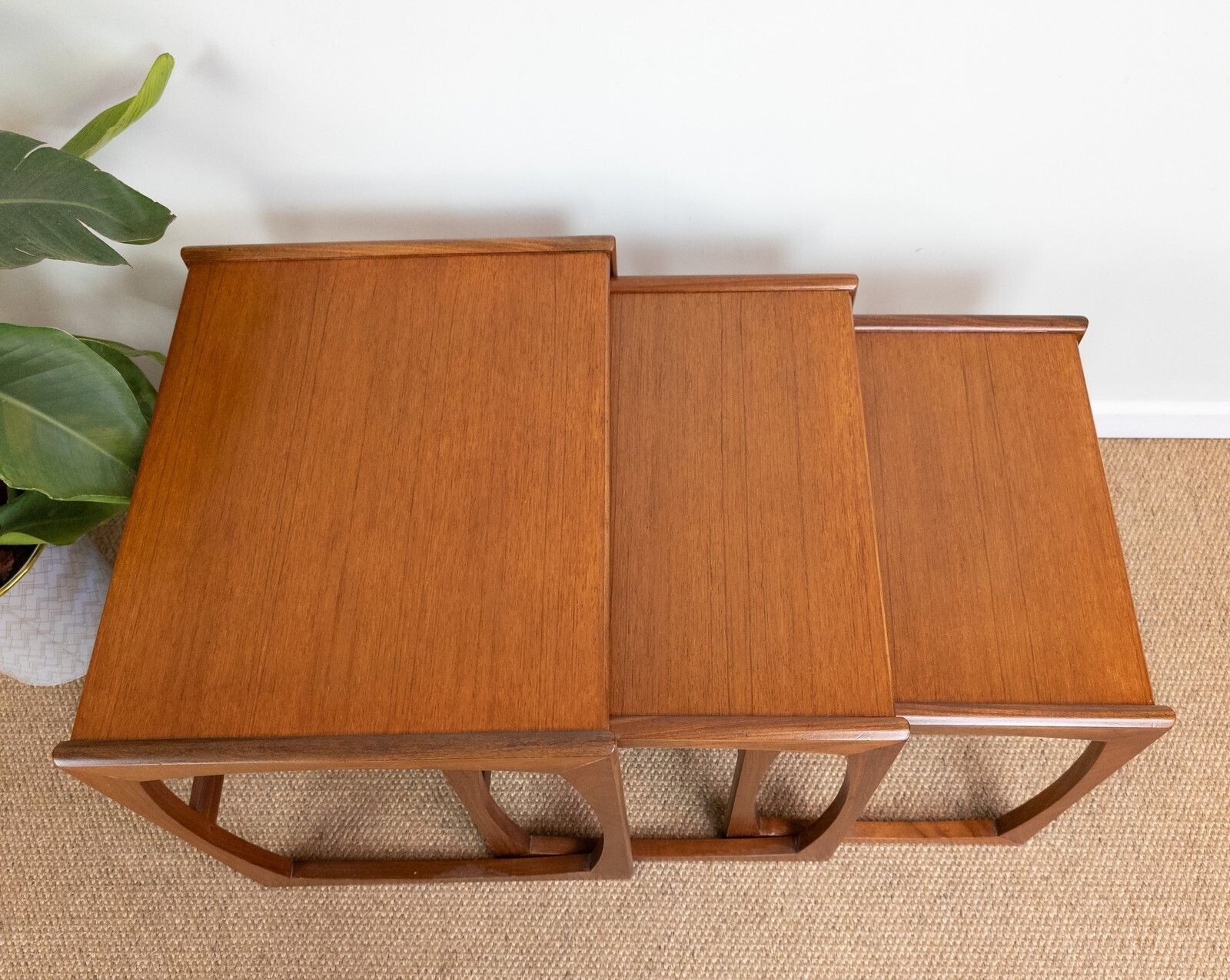 Refinished Vintage Mid Century G Plan Quadrille Teak Nest Of Coffee Side Tables photo for sale