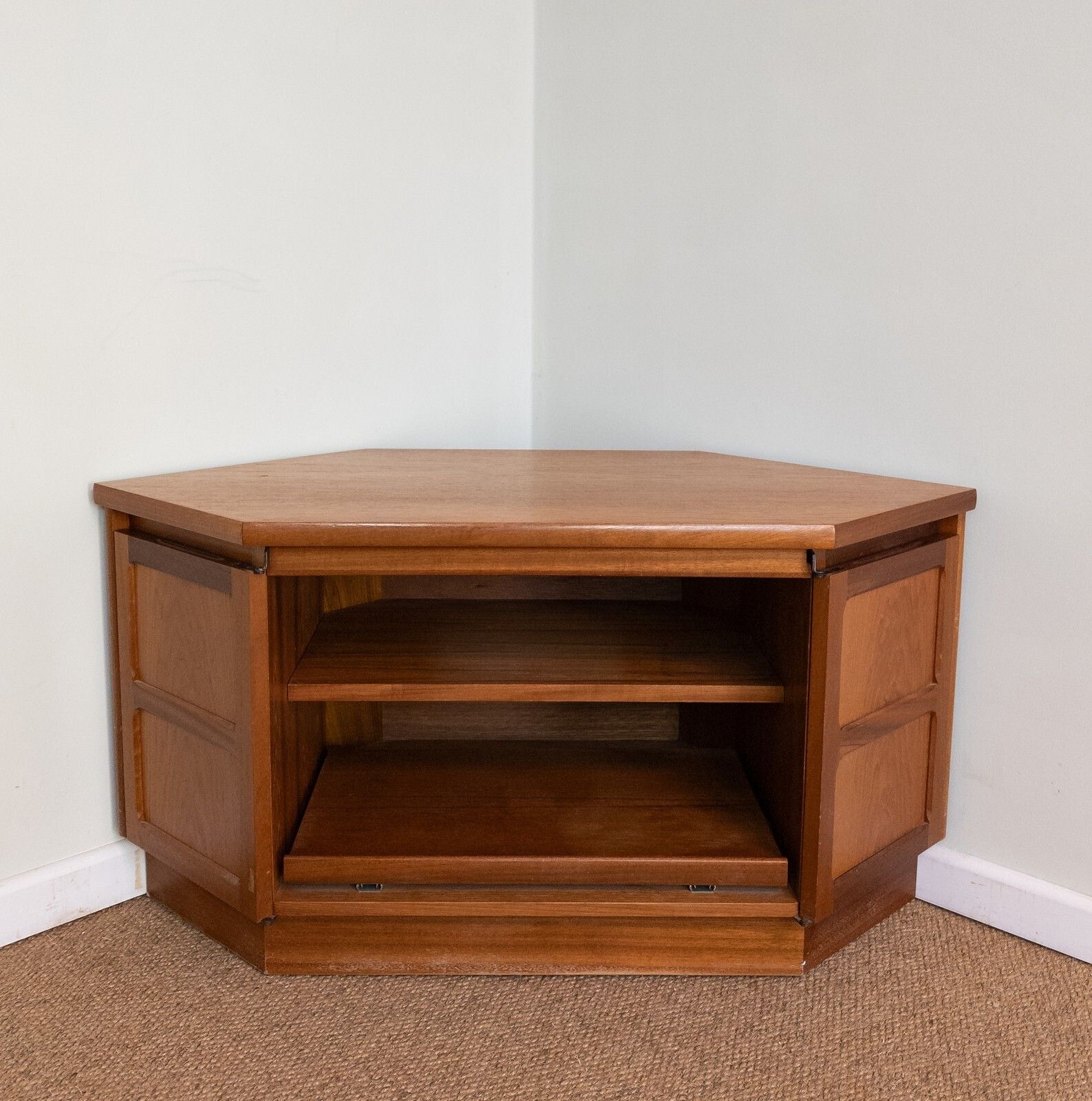 Refinished Vintage Mid Century Parker Knoll Teak Sideboard Tv Stand Corner photo for sale