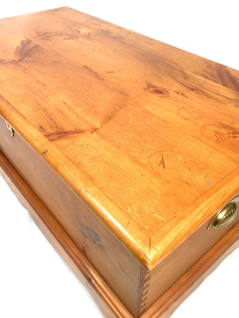 Vintage Wooden Large Pine Storage Trunk / Blanket Box Coffer Late 20th Century photo for sale