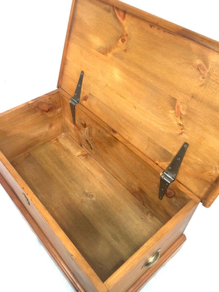 Vintage Wooden Large Pine Storage Trunk / Blanket Box Coffer Late 20th Century photo Furniture