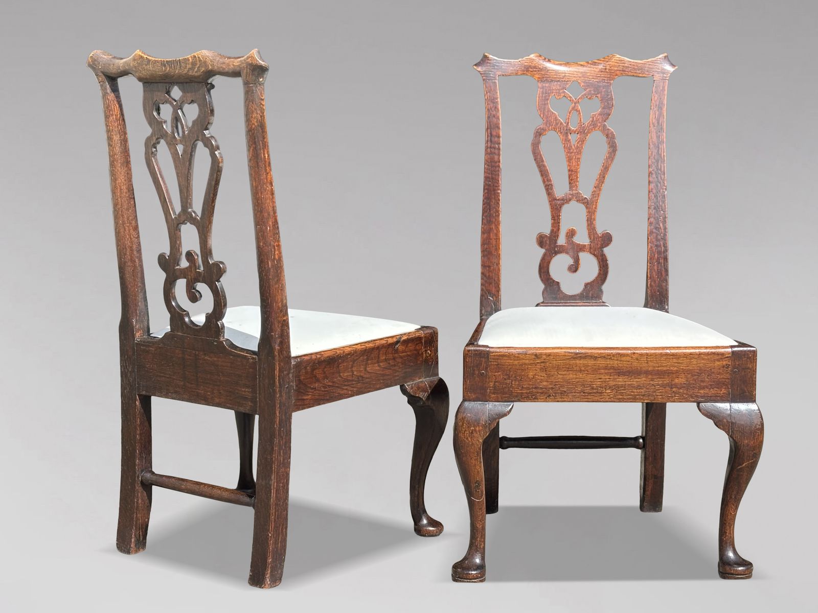 Pair Of 18th Century George III Period Oak Side Chairs