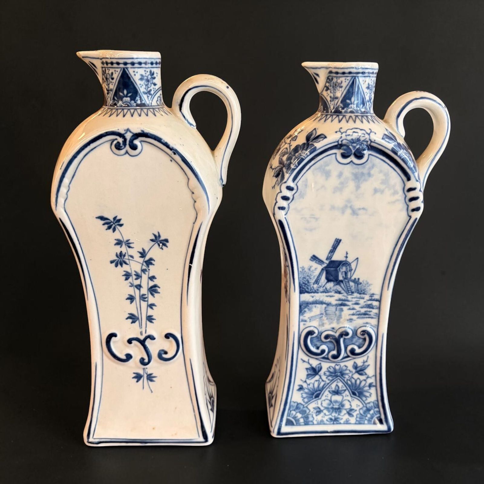 Pair Of 19th Century Dutch Delft Genever Spirit Bottles Circa 1870 photo furniture