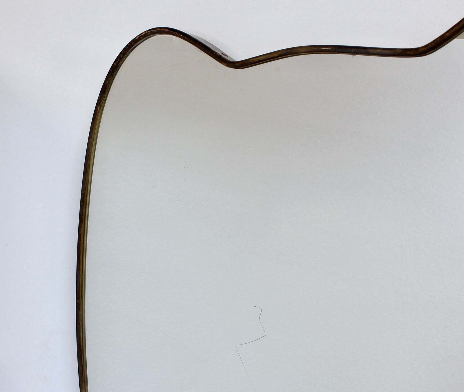 photo furniture Mid Century Italian Wall Mirror With Brass Frame (Circa 1960s)