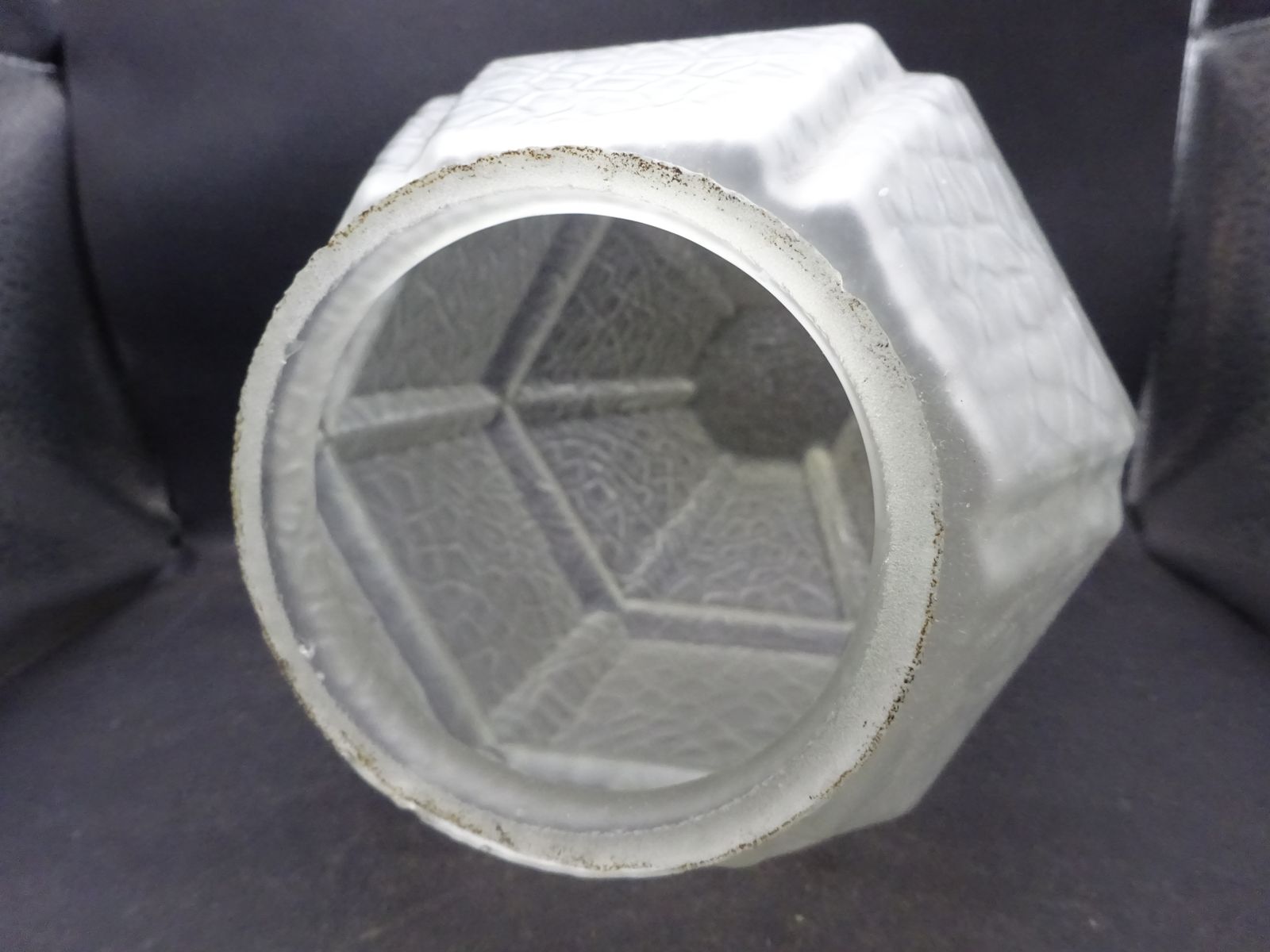 Lighting Reclaimed Art Deco Hexagonal Jewel Textured Glass Pendant Shade photo