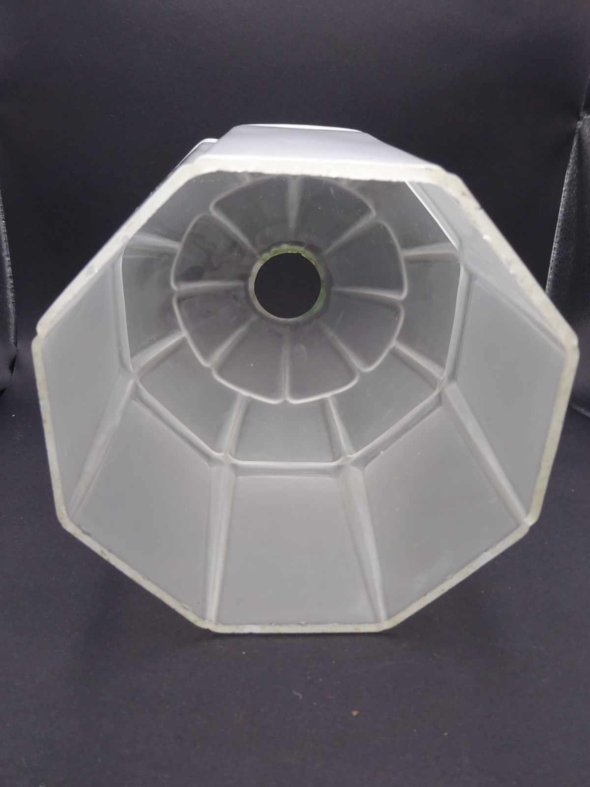 1930s Octagonal Frosted Glass Art Deco Pendant Shade photo vinterior