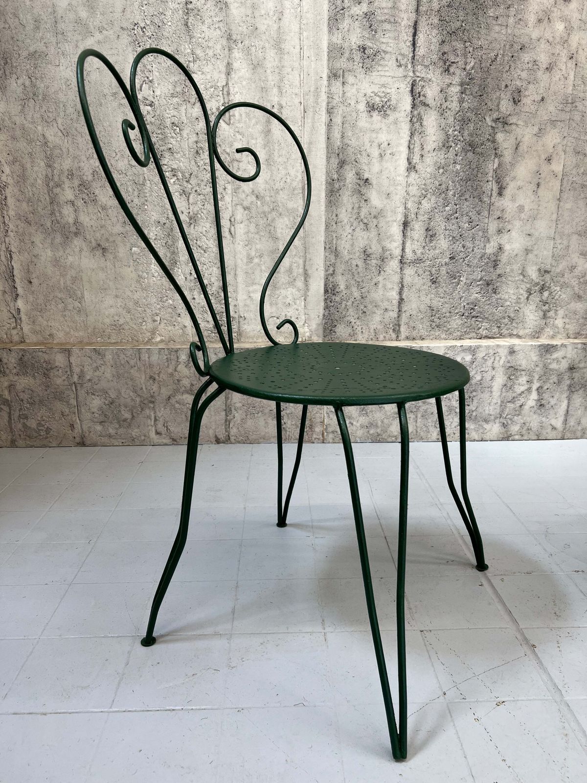 Set Of 4 Painted Forest Green Metal Garden Chairs photo Garden Furniture