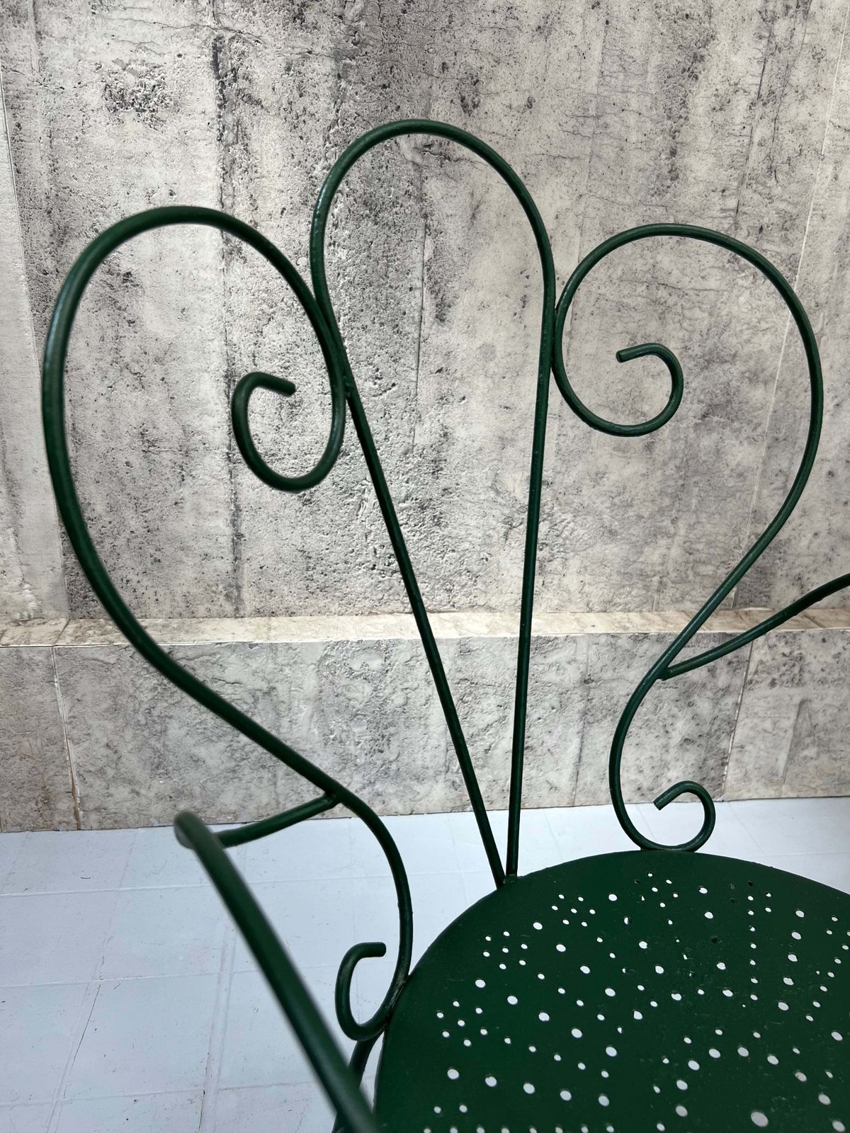 495.0 Set Of 4 Painted Forest Green Metal Garden Chairs photo