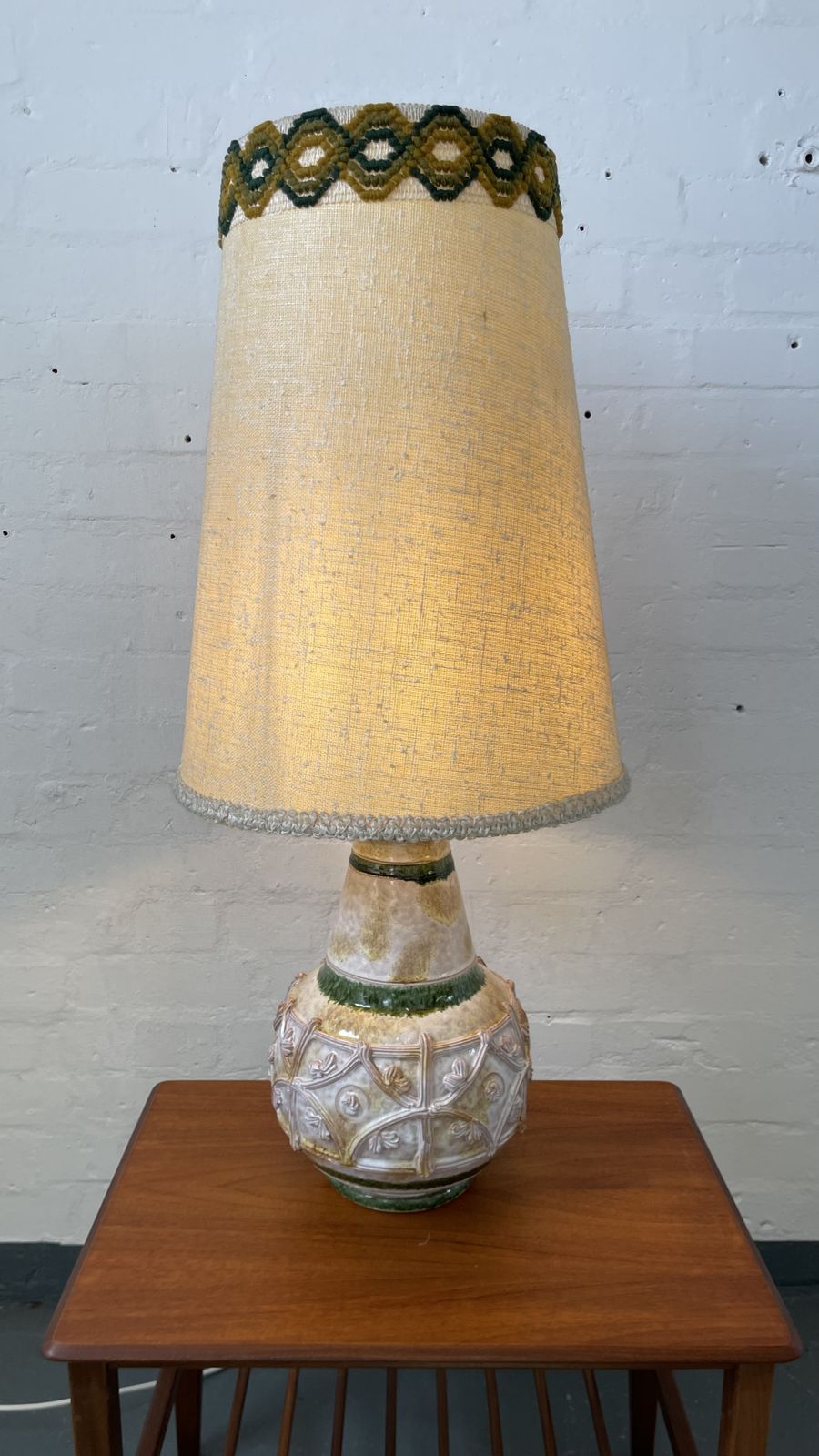 Vintage Italian Table Lamp 1960s–70s | Fat Lava Style Ceramic Base With Original Shade photo furniture