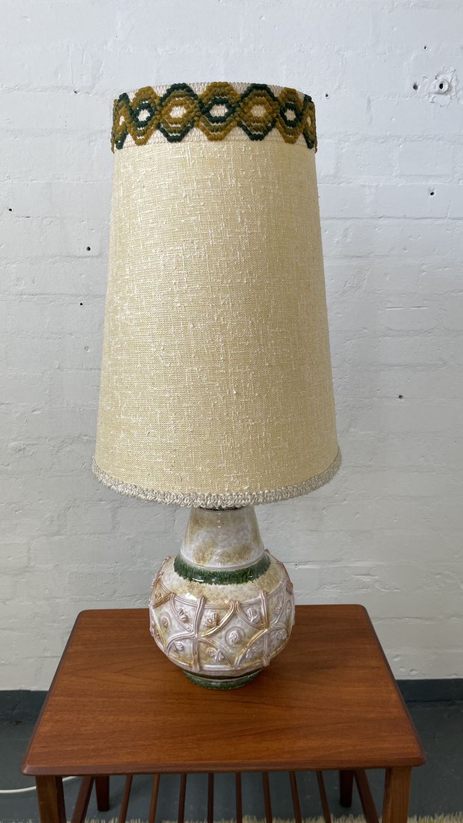 Vintage Italian Table Lamp 1960s–70s | Fat Lava Style Ceramic Base With Original Shade photo vinterior
