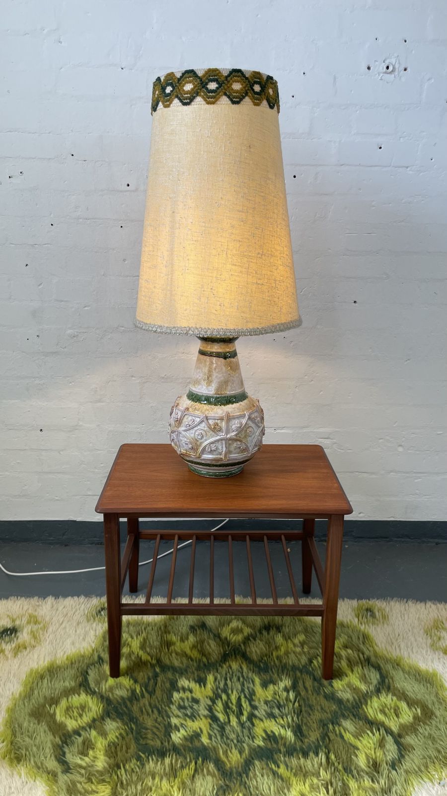 Vintage Italian Table Lamp 1960s–70s | Fat Lava Style Ceramic Base With Original Shade